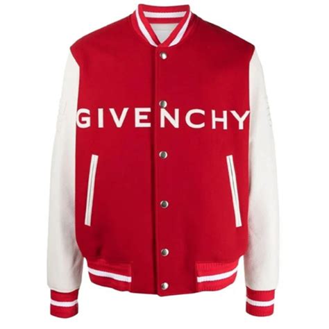 givenchy red word jacket|givenchy letterman jacket.